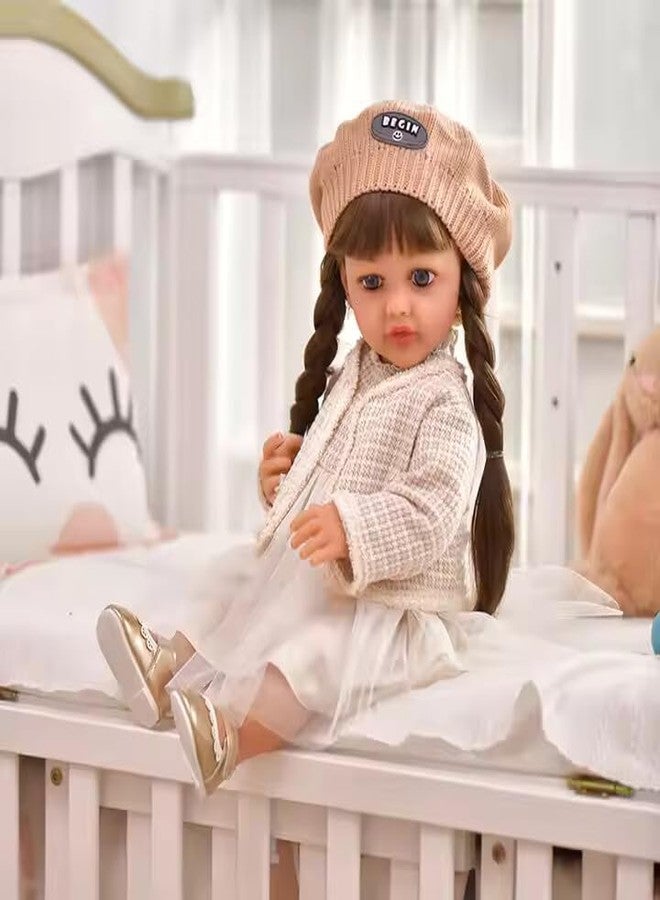 OOTLO Lifelike Musical Full Silicone Body Reborn Baby Girl Doll Toy,22" Beautiful Lifelike Doll Full Body Vinyl Silicone with Long Hair for Girls - Image 3
